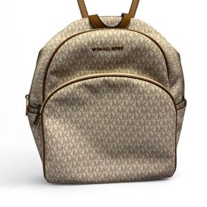 Michael Kors Abbey large logo backpack in Vanilla/Acorn